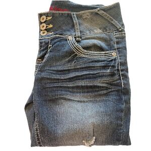 BONGO Jeans Women's 7 Low Rise Skinny Distressed Studded Pockets Y2K